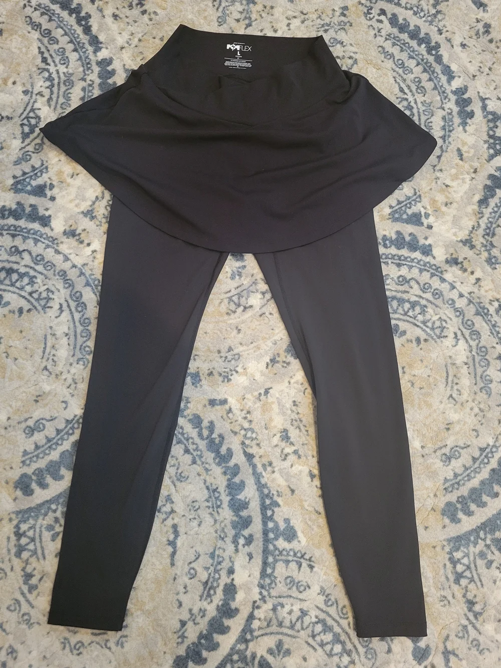POPFLEX Crisscross Hourglass Black Skirted Leggings - L